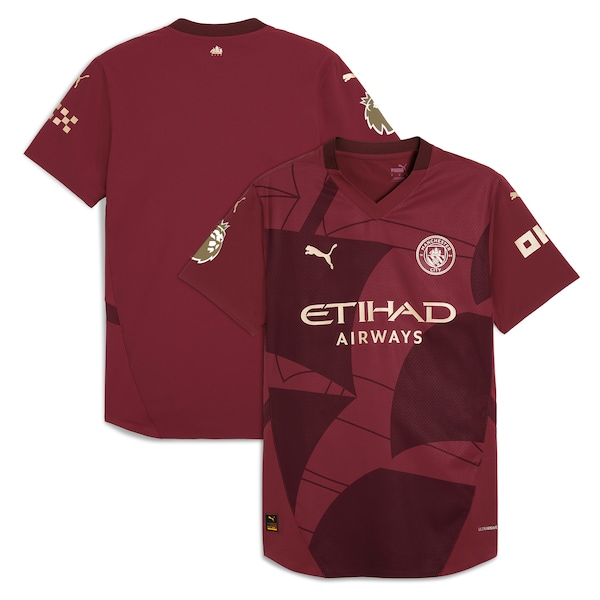 Manchester City Puma 2024/25 Third Authentic Replica Blank Patch Jersey - Burgundy