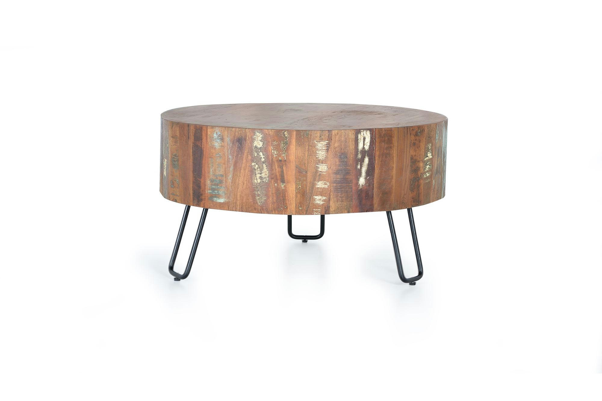- Table en bois recyclé et pieds en métal