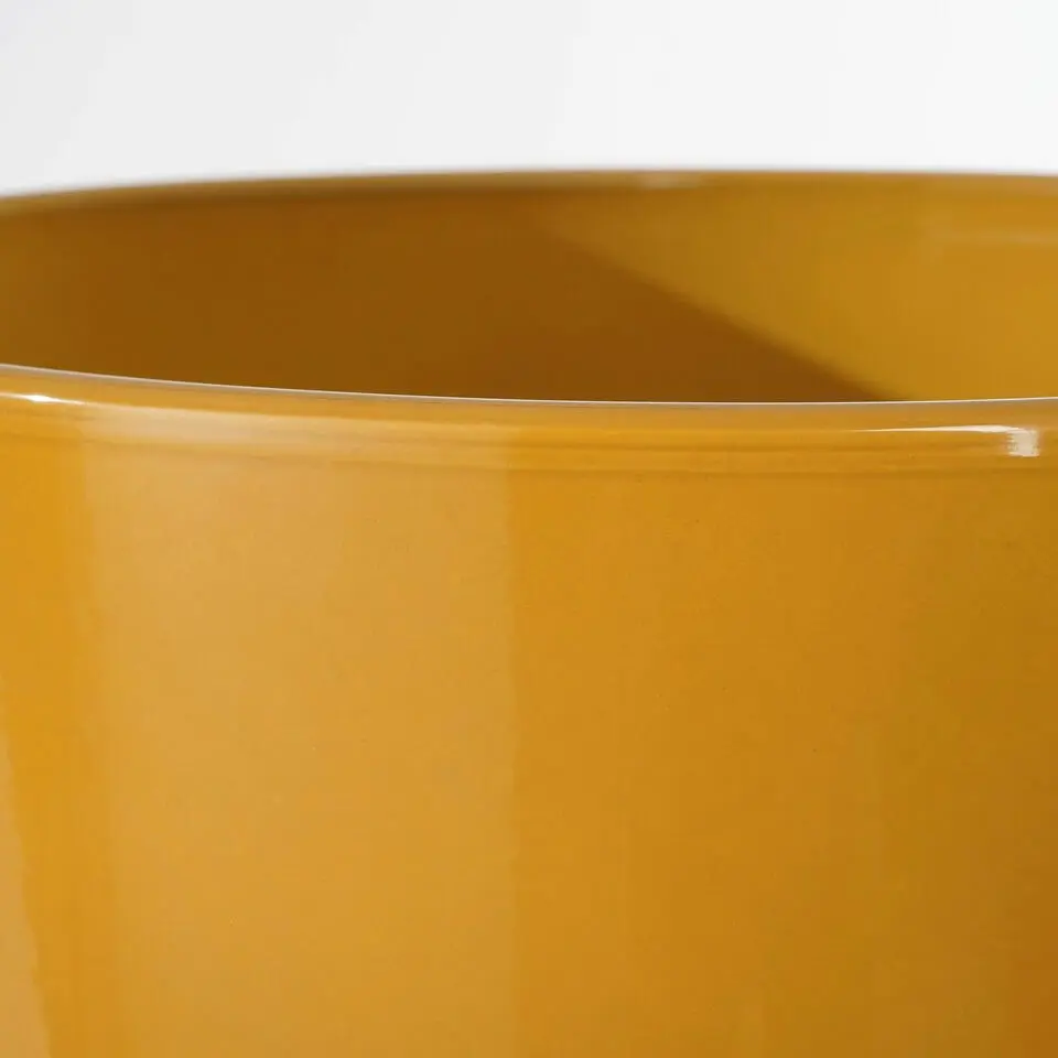 Mica Decorations Planten/bloempot Tusca - geel - D12 x H11cm