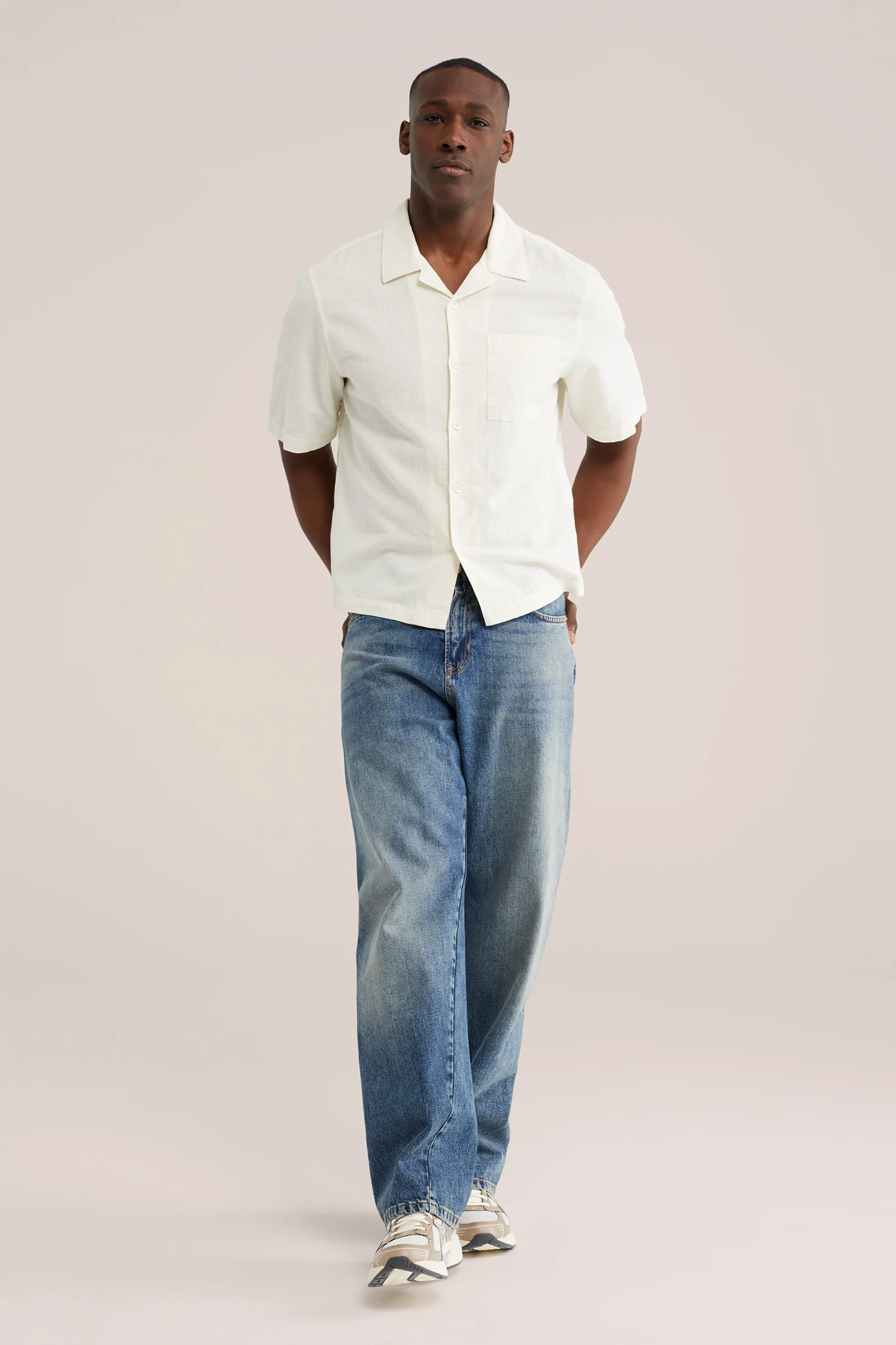 Heren relaxed fit overhemd met structuur