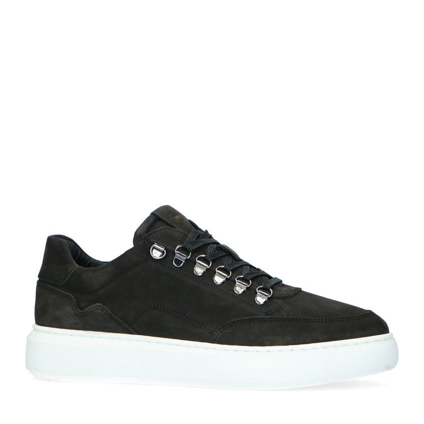 Manfield Zwarte nubuck sneakers