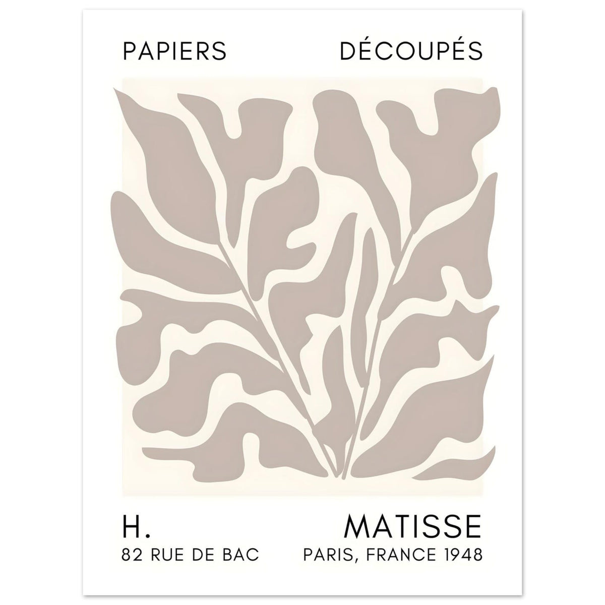 Artfulprints Poster Matisse – Seabed shapes grey  - 30x40 cm - Grijs