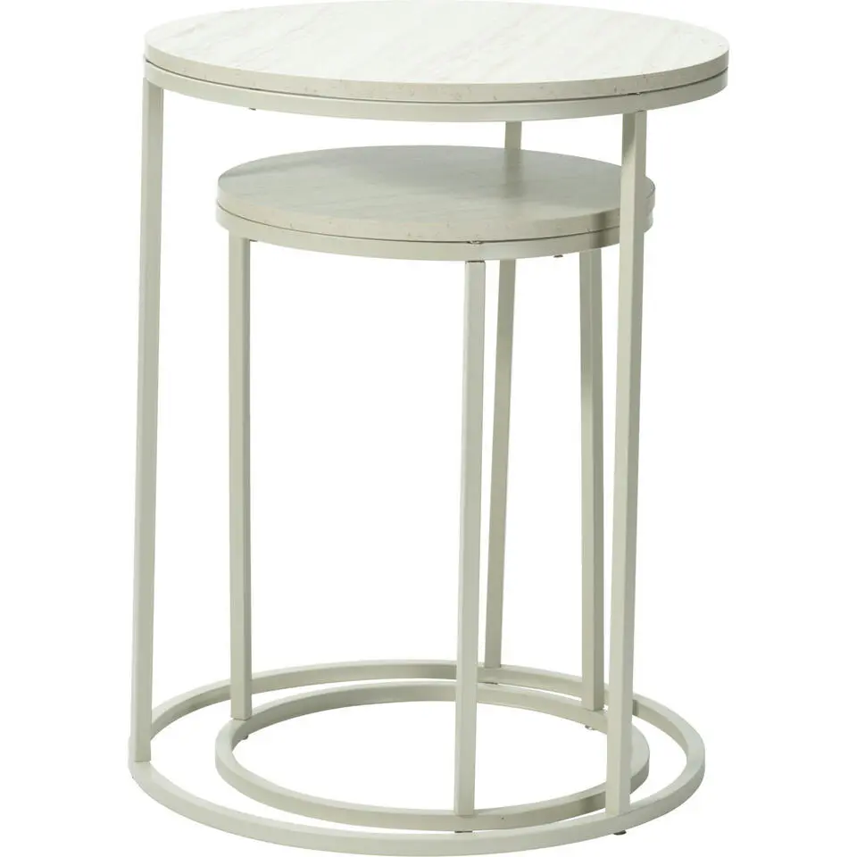 Home & Styling Bijzettafeltjes set 2x - wit - D40xH50/D30xH40 cm