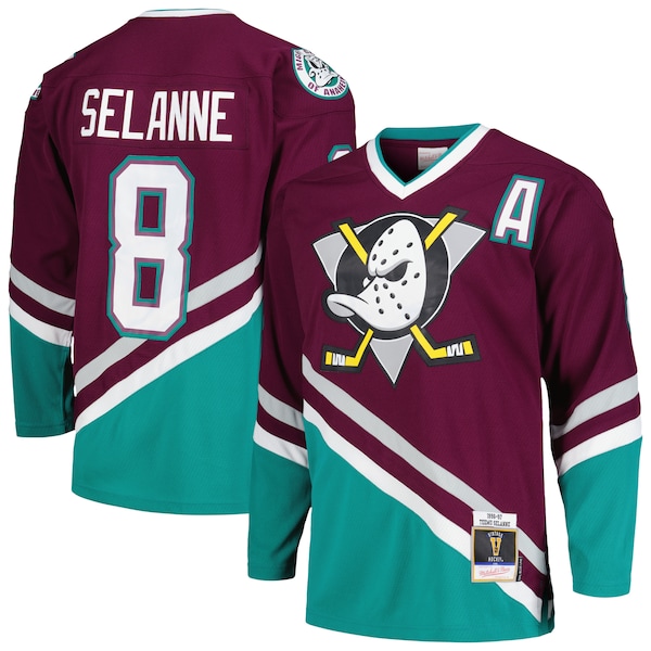 Teemu Selanne Anaheim Ducks  1996/97 Alternate Captain Patch Blue Line Player Jersey - Purple