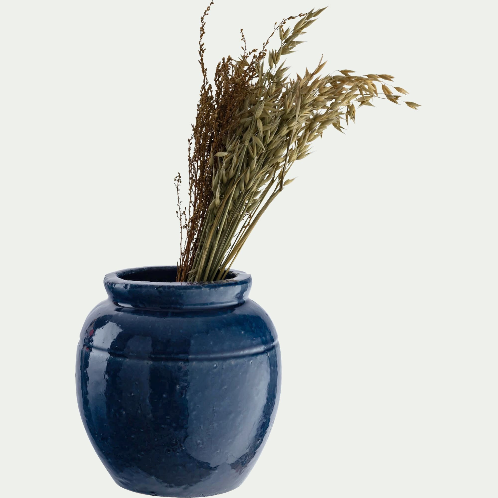 BRUGG - Vase texturé en grès D20xH20cm - bleu