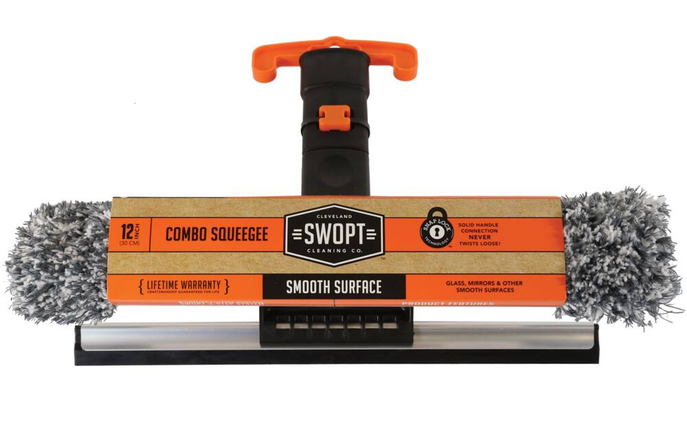 Swopt 2-in-1 Short Handle Combo Squeegee Head, 12-in