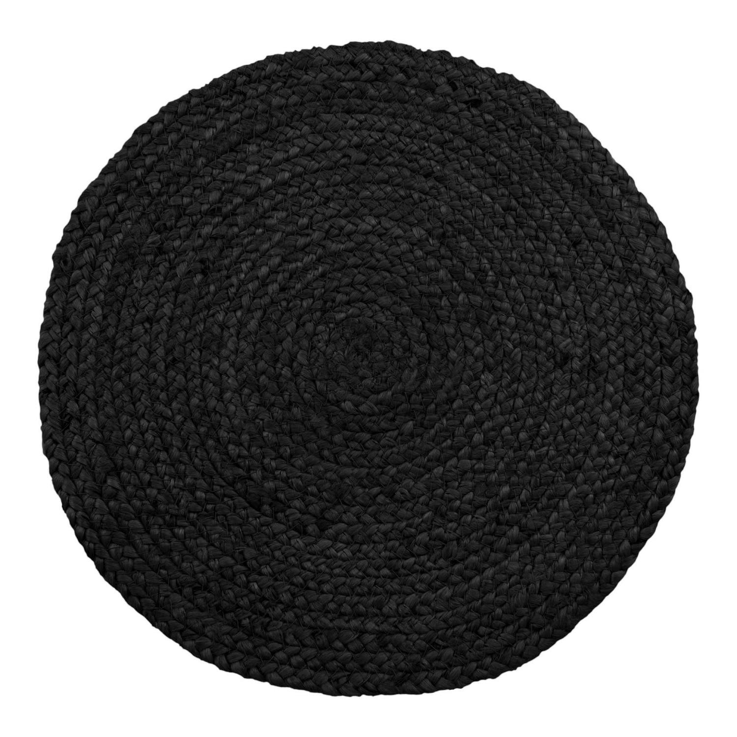 Set de table rond en jute tressée gris foncé (lot de 4)