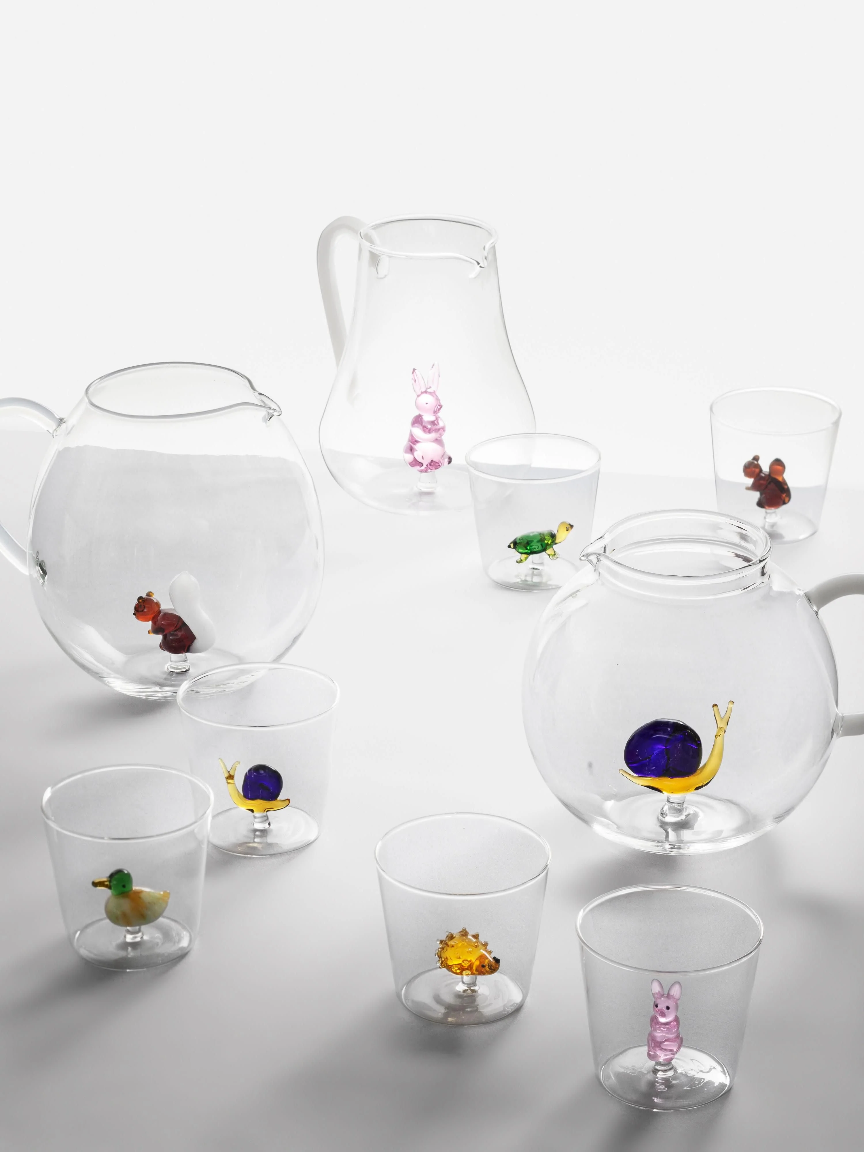 Handgefertigter Krug Animal Farm aus Borosilikatglas, 2.9 L