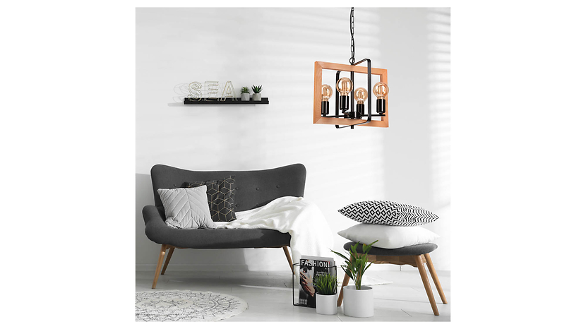 Lampa wisząca Cedric 4-punktowa drewniana beżowa