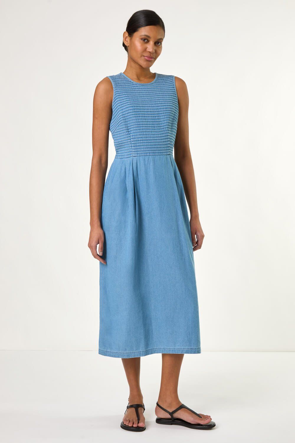 Roman Denim Midi Stretch Dress