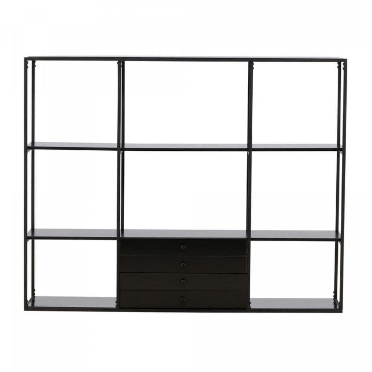 LAMRA - Étagère scandinave en bois et métal noir