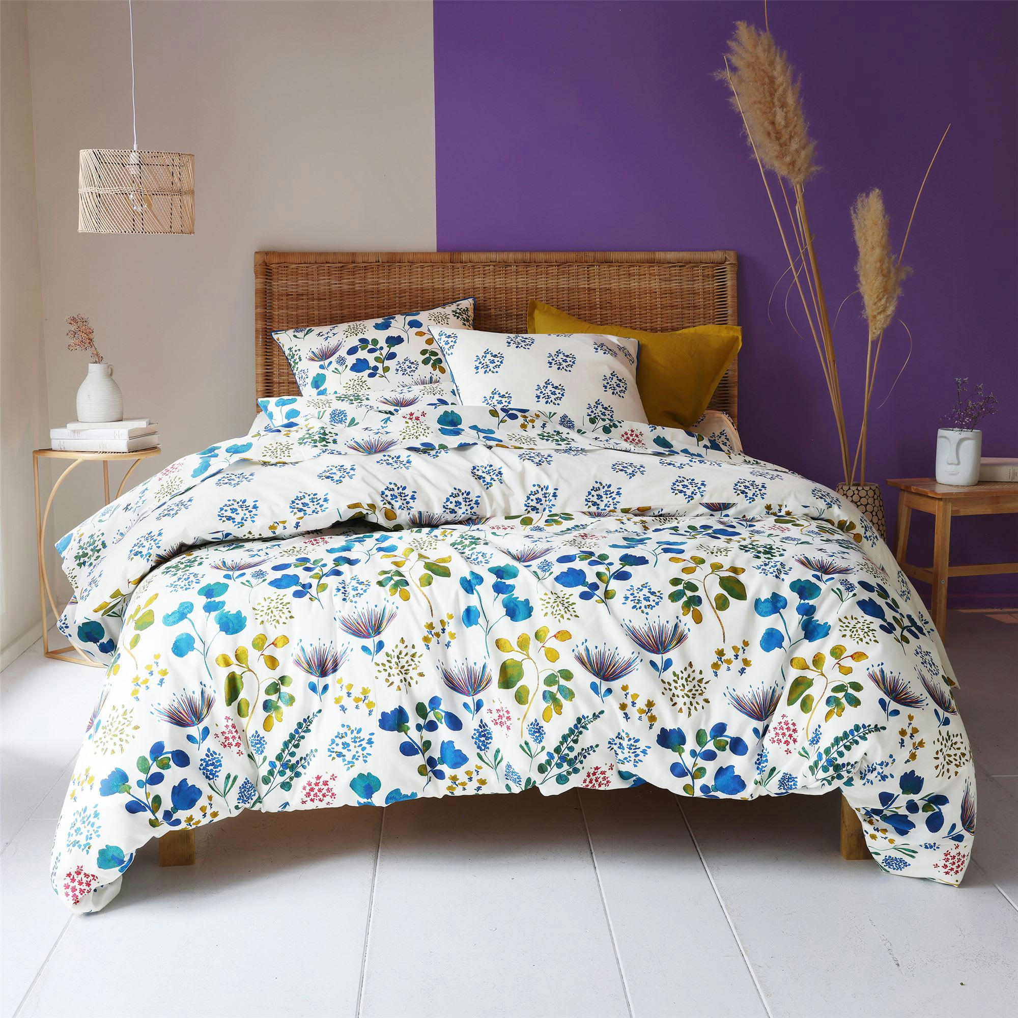 TANIA - Housse de couette 240x220 bleu en coton