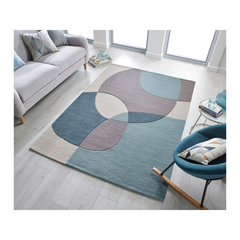 GLOW - Tapis de salon pure laine bleu radiance 120 x 170