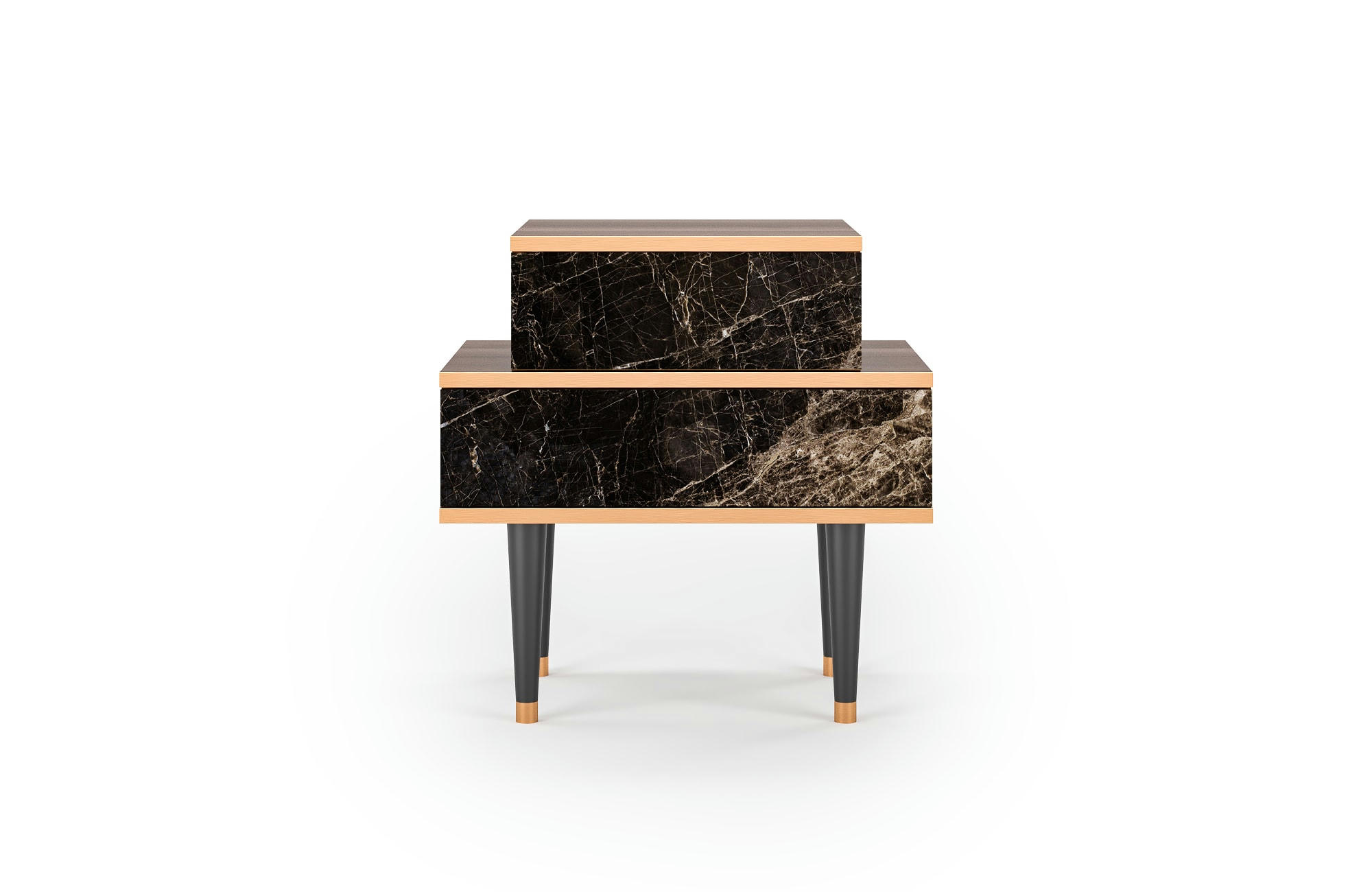 NIGHT ABYSS - Table de chevet noir 2 tiroirs L 58 cm