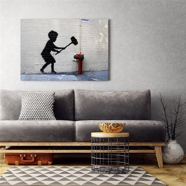 Feeby Obraz na płótnie Chłopiec z młotem mural Banksy 60x40