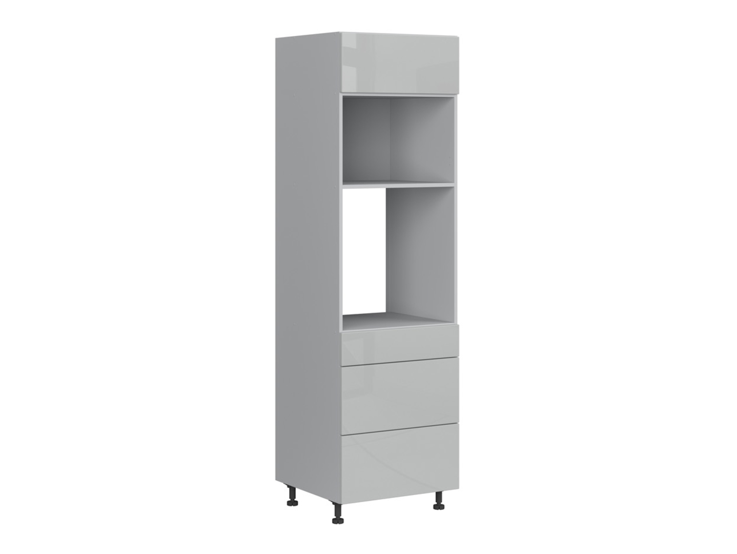 Szafka pod zabudowę piekarnika Top Line 60 cm z szufladami cichy domyk szary połysk