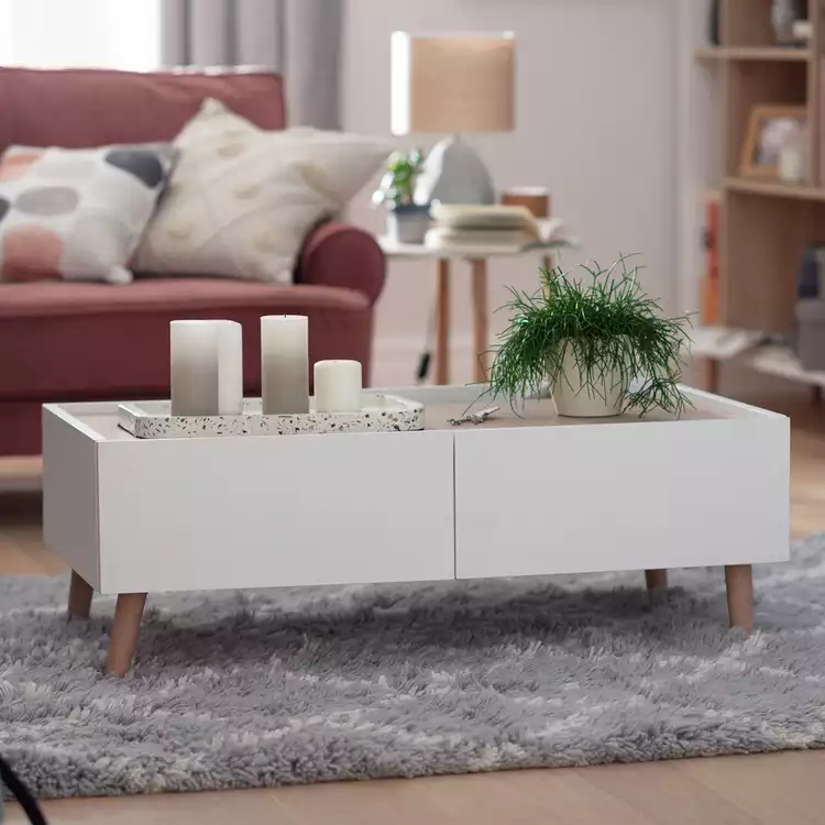 Habitat Skandi 2 Drawer Coffee Table - White Two Tone