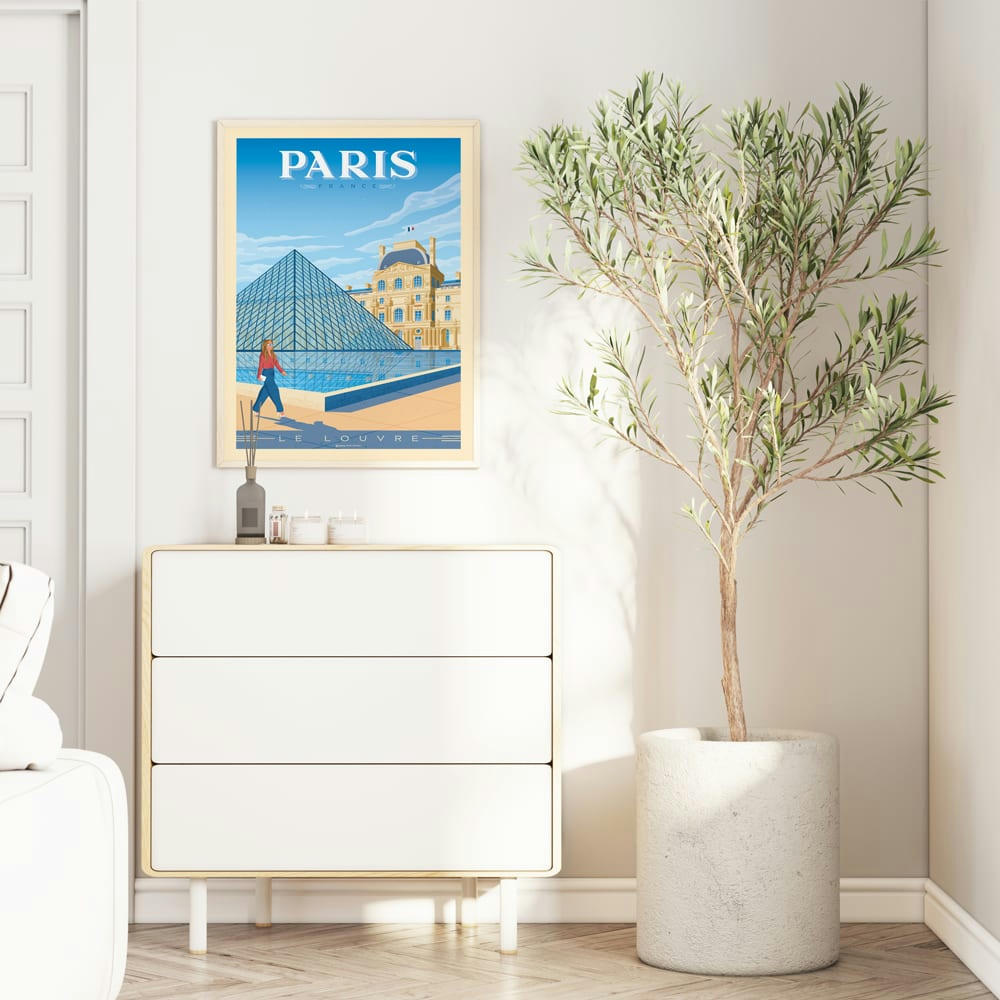 - Affiche Paris France - Pyramide Musée du Louvre 30x40 cm