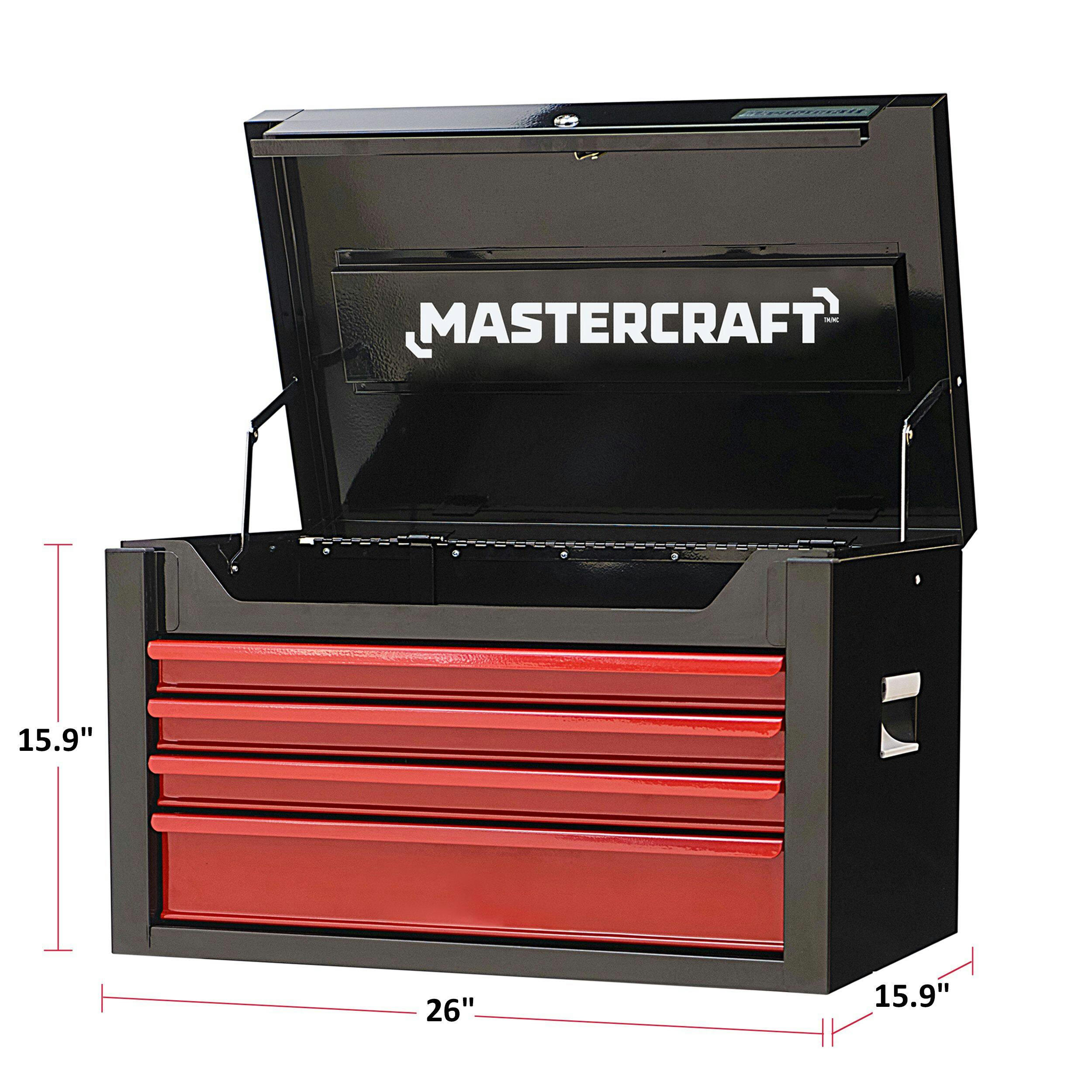 Mastercraft Tool Chest w/ 4 Drawers, Black & Red, 26-in