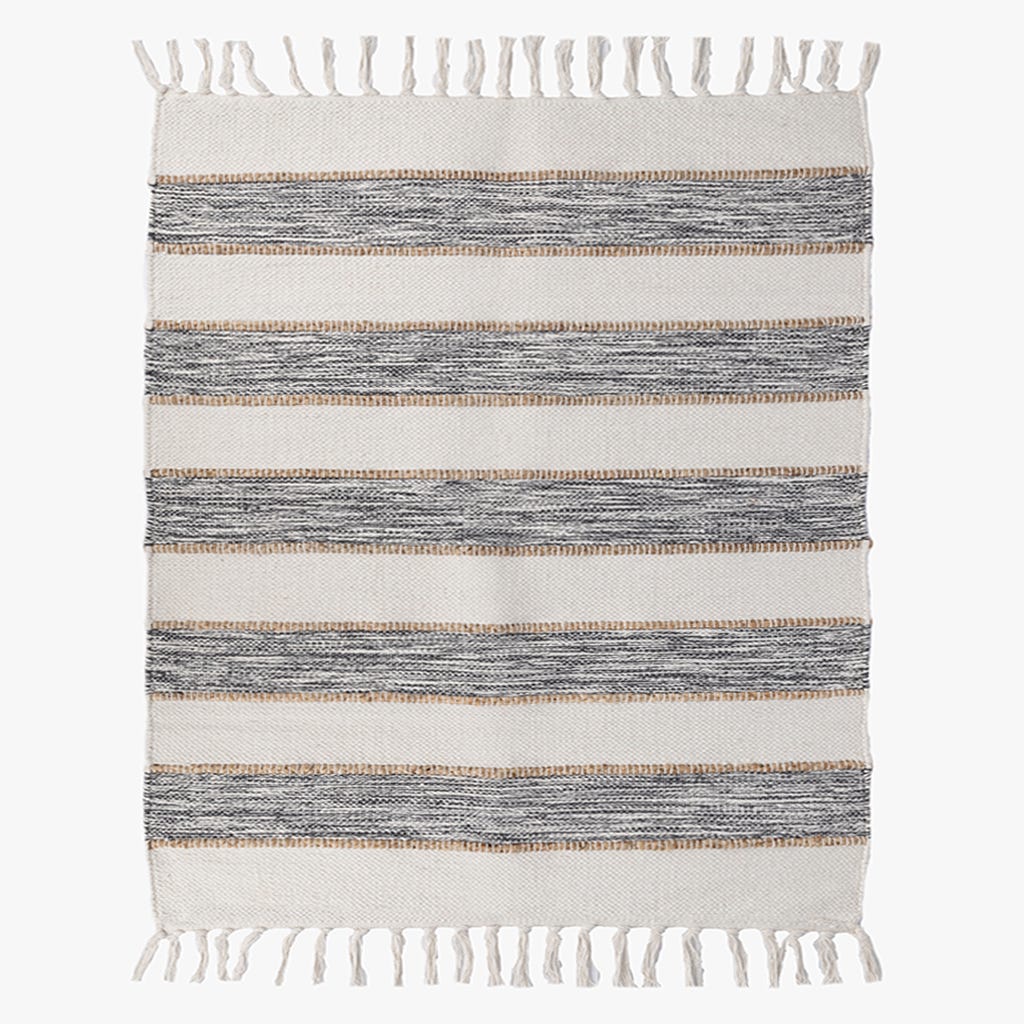 Tapete de algodão e juta às riscas bege 140x200cm BALAT