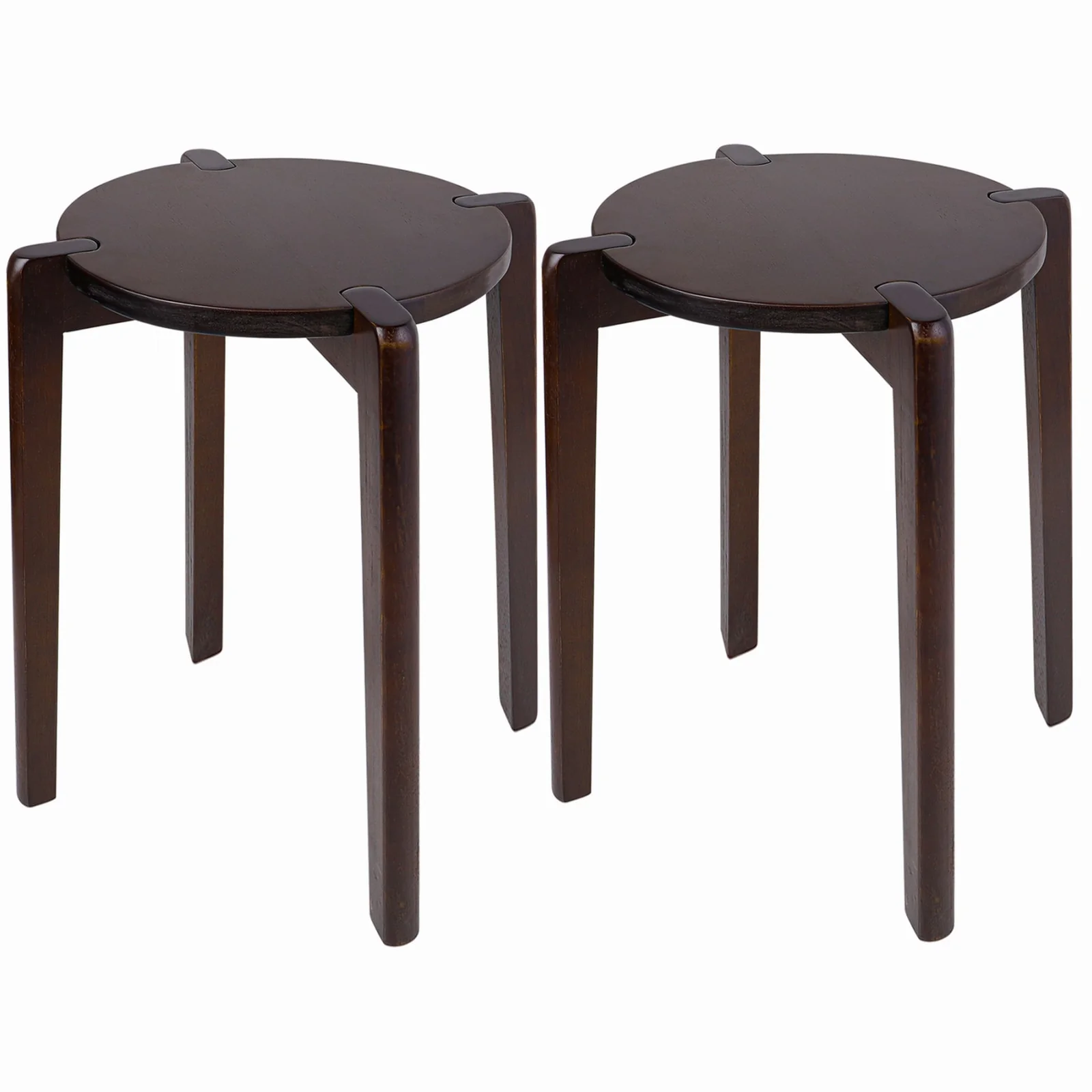 Solid Wood Stackable Round Stool, Backless Counter Stools - 17.7H x 15.7W