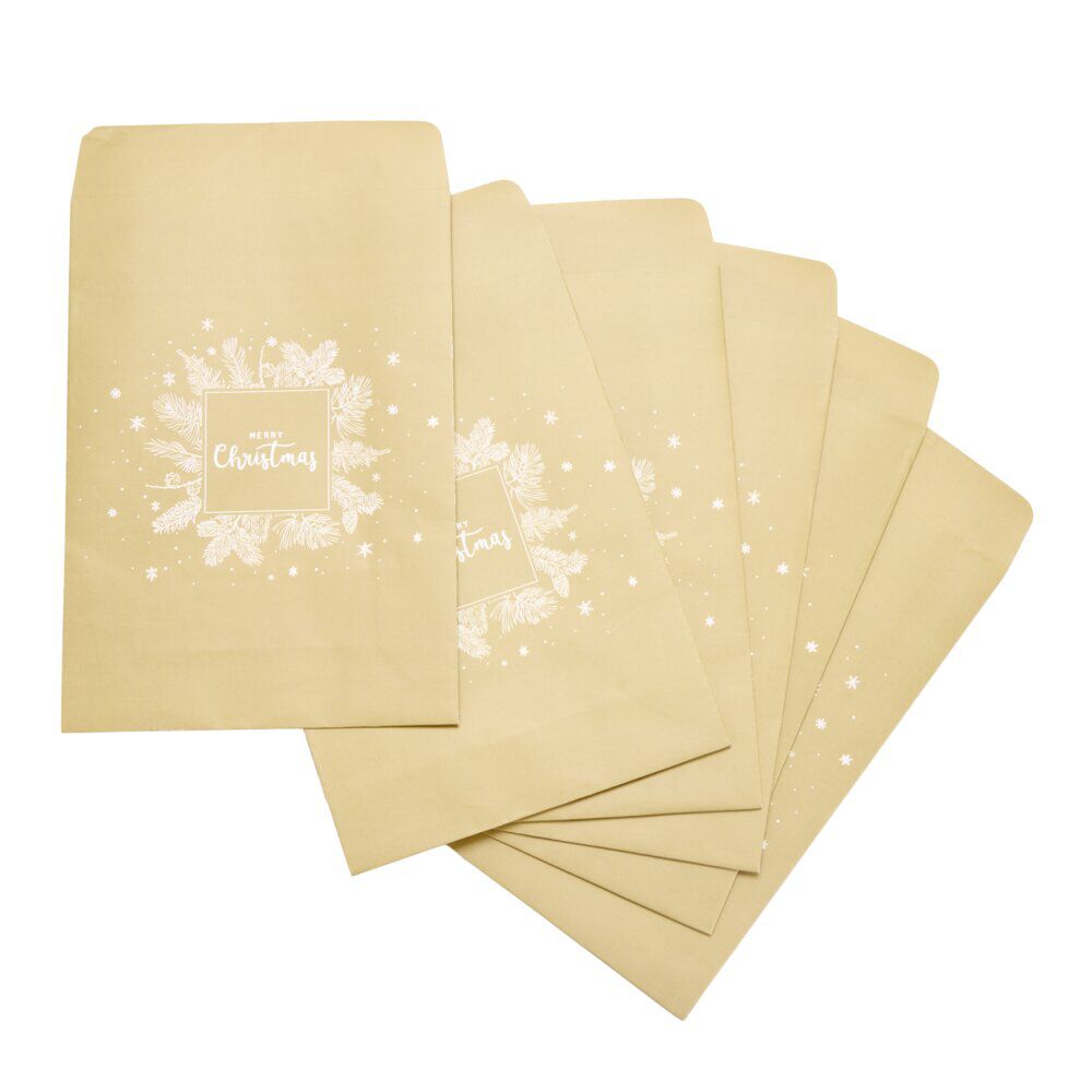 Enveloppe cadeaux de No&euml;l dorée x6
