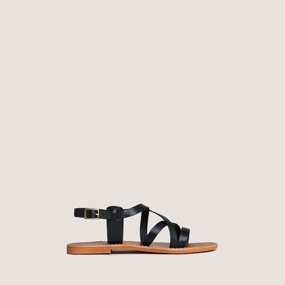 Nu-pieds à bridesen cuir noir | WISCHIA