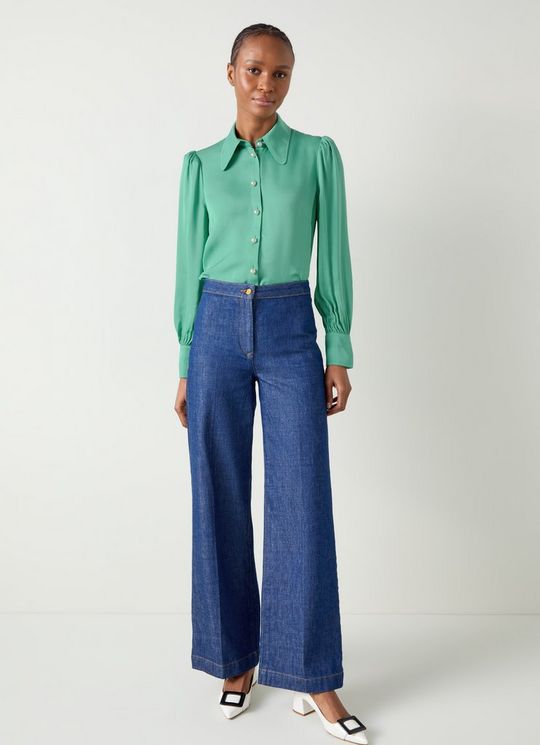 Sonya Light Mint Satin Crepe Blouse