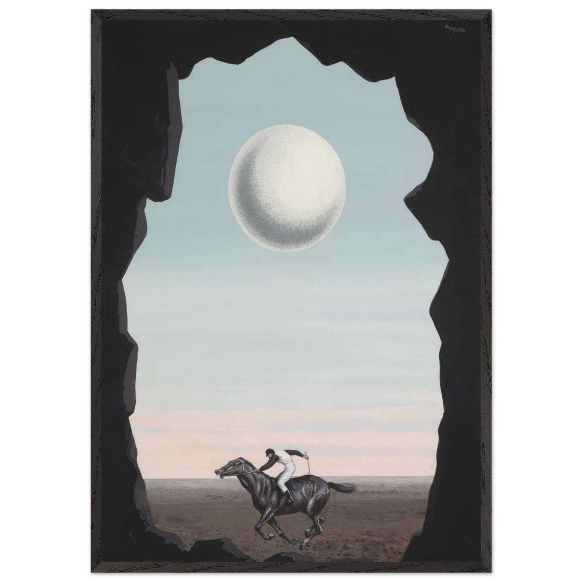 Artfulprints Poster met Lijst René Magritte - Le jockey perdu  - 70x100 cm - Blauw