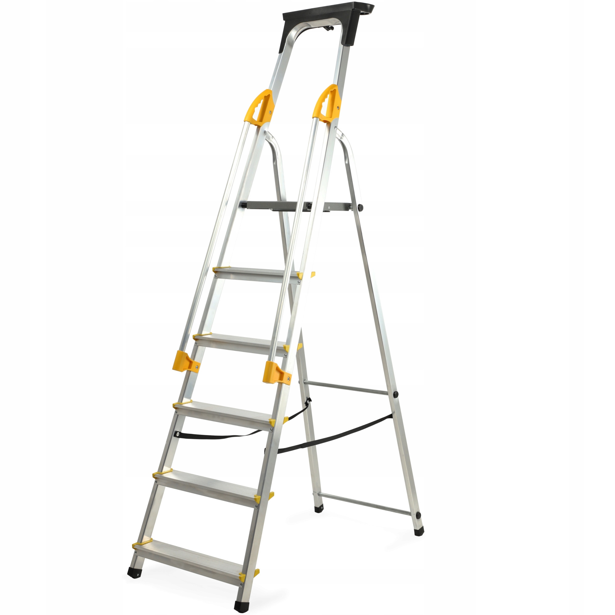 Kadax Drabina Domowa Aluminiowa 6 Stopni   Poręcze