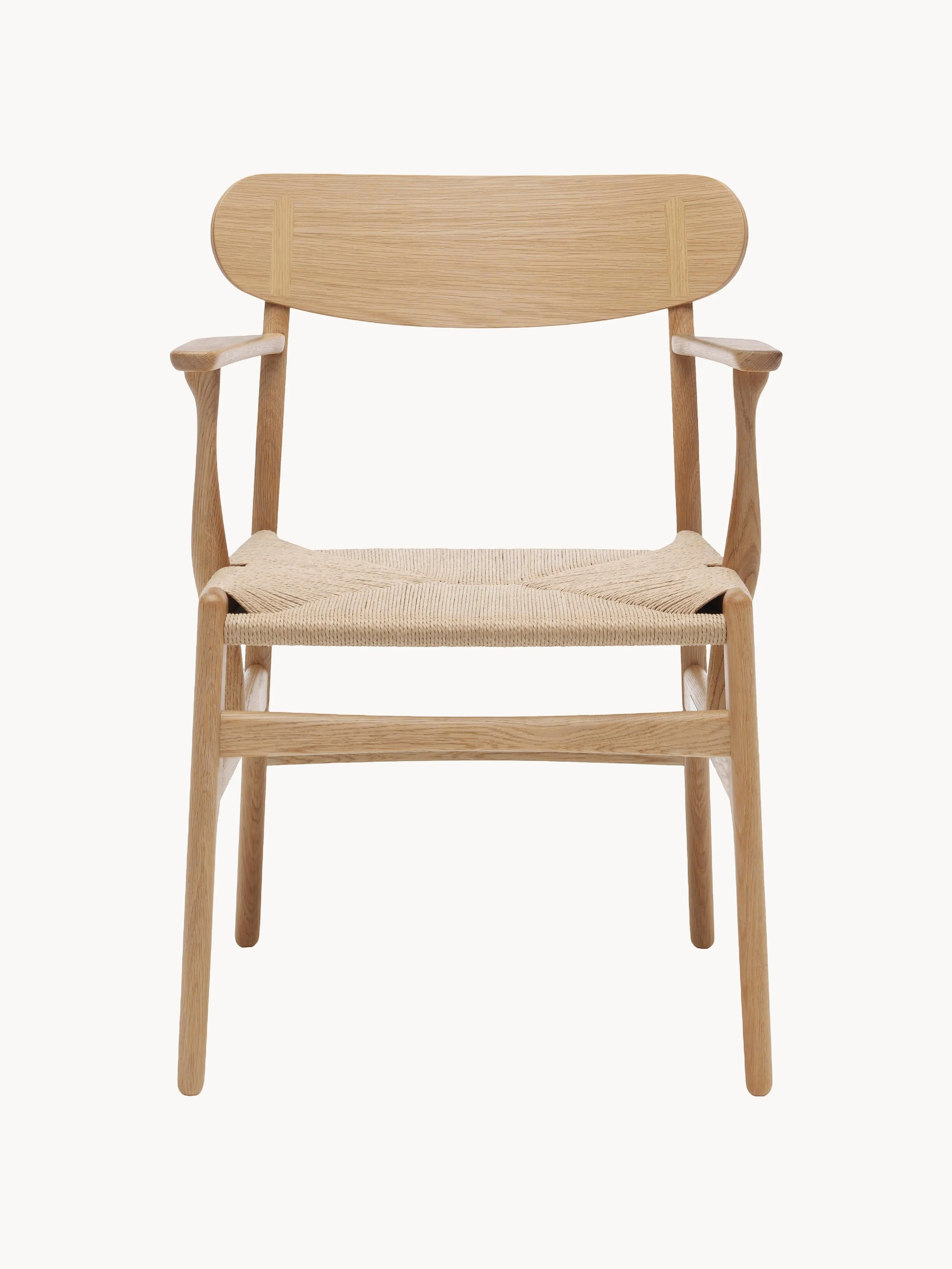 Holz-Armlehnstuhl CH26 mit handgeflochtener Sitzfläche