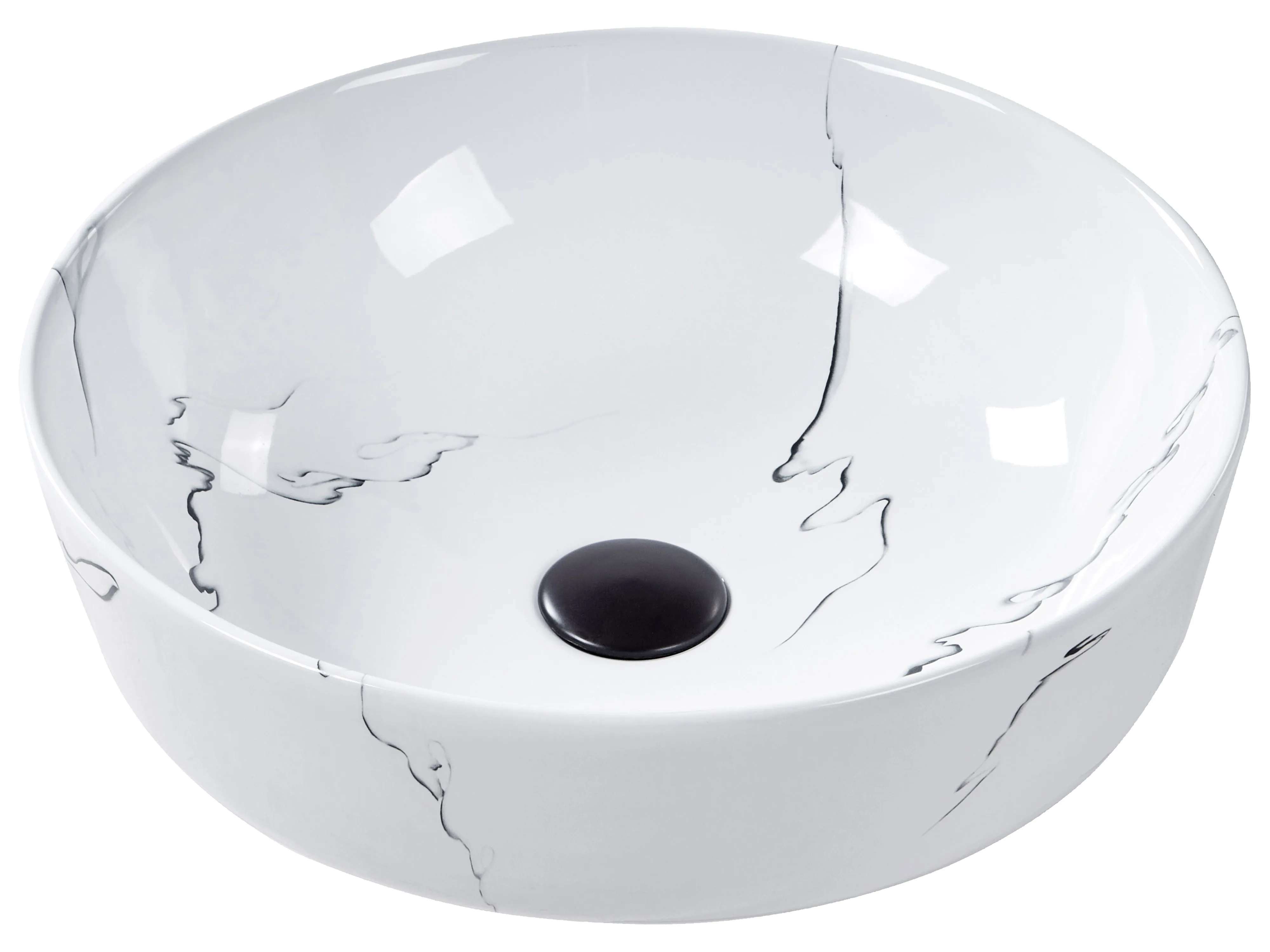 Countertop Basin HOPI 470 x 340 mm Ceramic White Marble