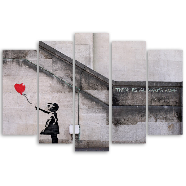 Feeby Obraz 5cz na płótnie Banksy Dziewczynka Balon
