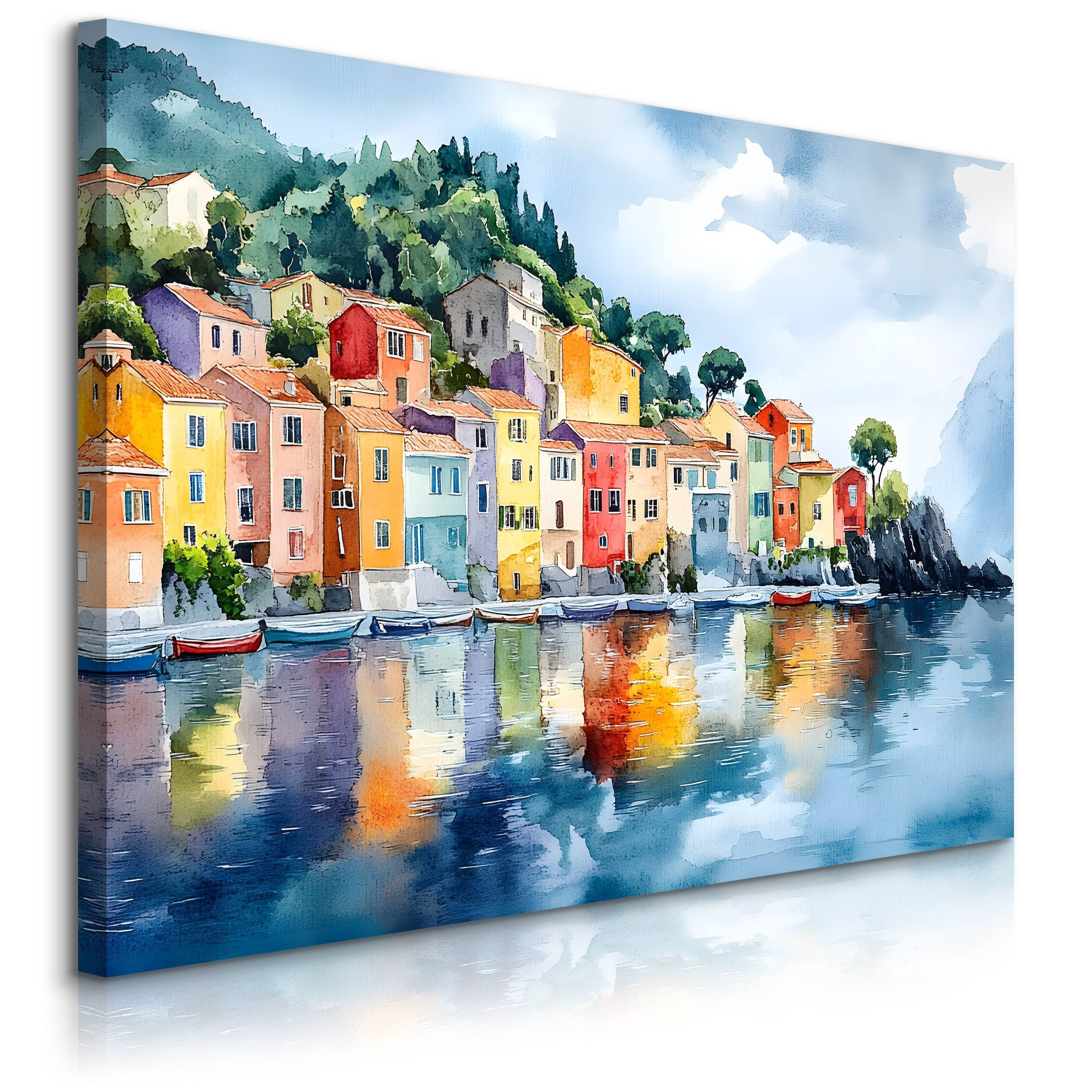 Obraz Akwarelowe Budynki Przy Wybrzeżu 30x20cm