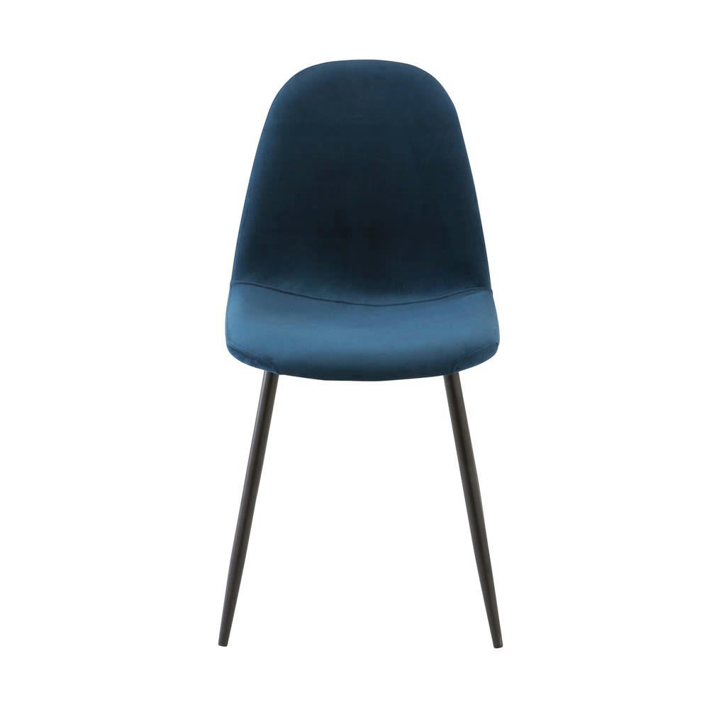 Clyde - Chaise style scandinave en velours bleu