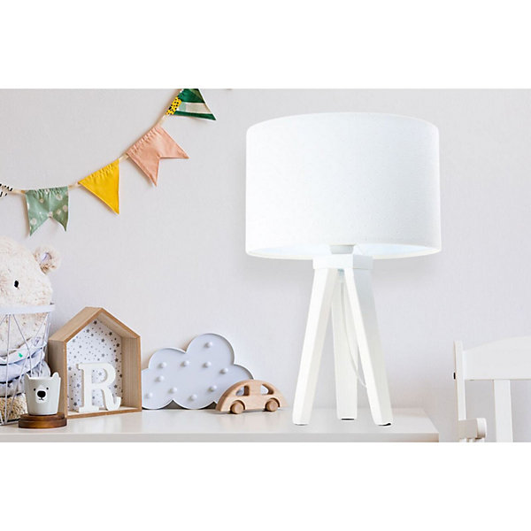 Lampe de table jasmine bebe 30 x 30 x 46 cm Matelassé blanc intérieur blanc trépied blanc