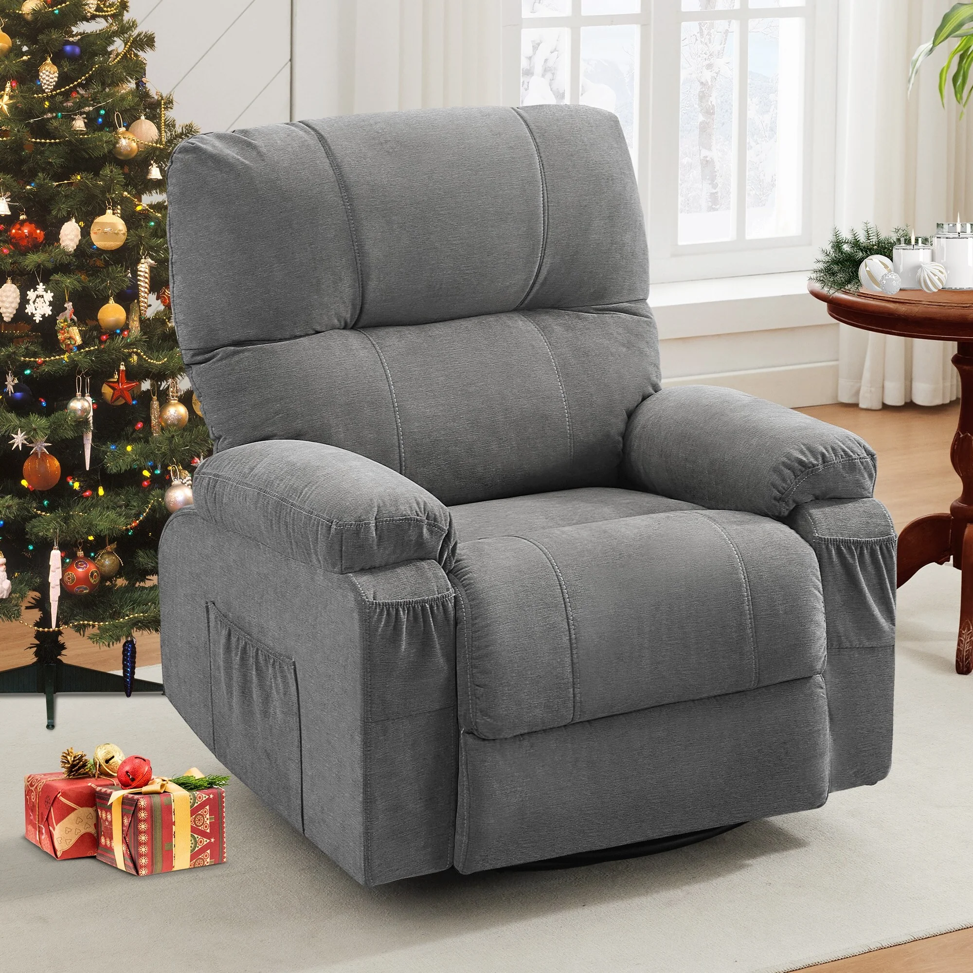 360° Rotating Recliner Chair, Comfortable Single Sofa Chair with Soft Cushion & Backrest for Living Room