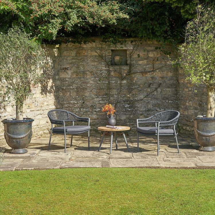 Pacific Bazel 2 Seater Metal Garden Bistro Set - Black