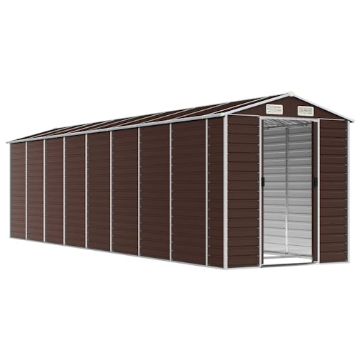 NNEVL Garden Shed Brown 191x725x198 cm Galvanised Steel