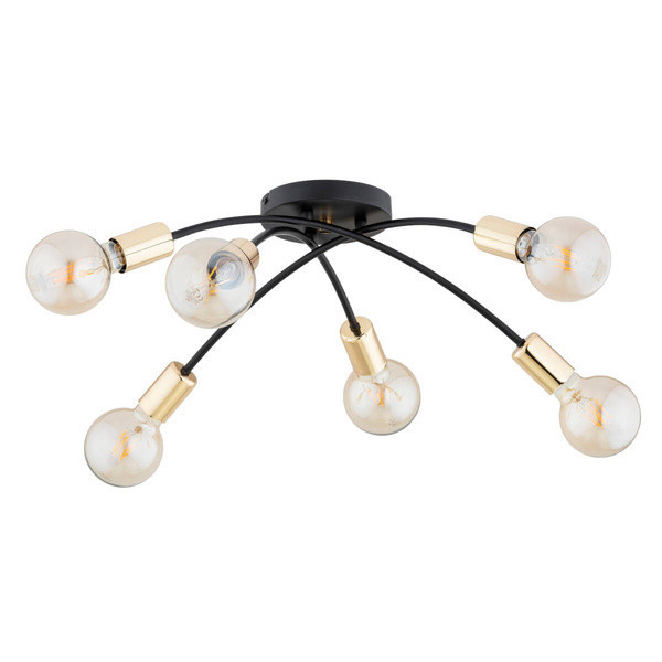 Lampa sufitowa LENSI MAX czarna-stare złoto 6xE27x15W IP20 Alfa