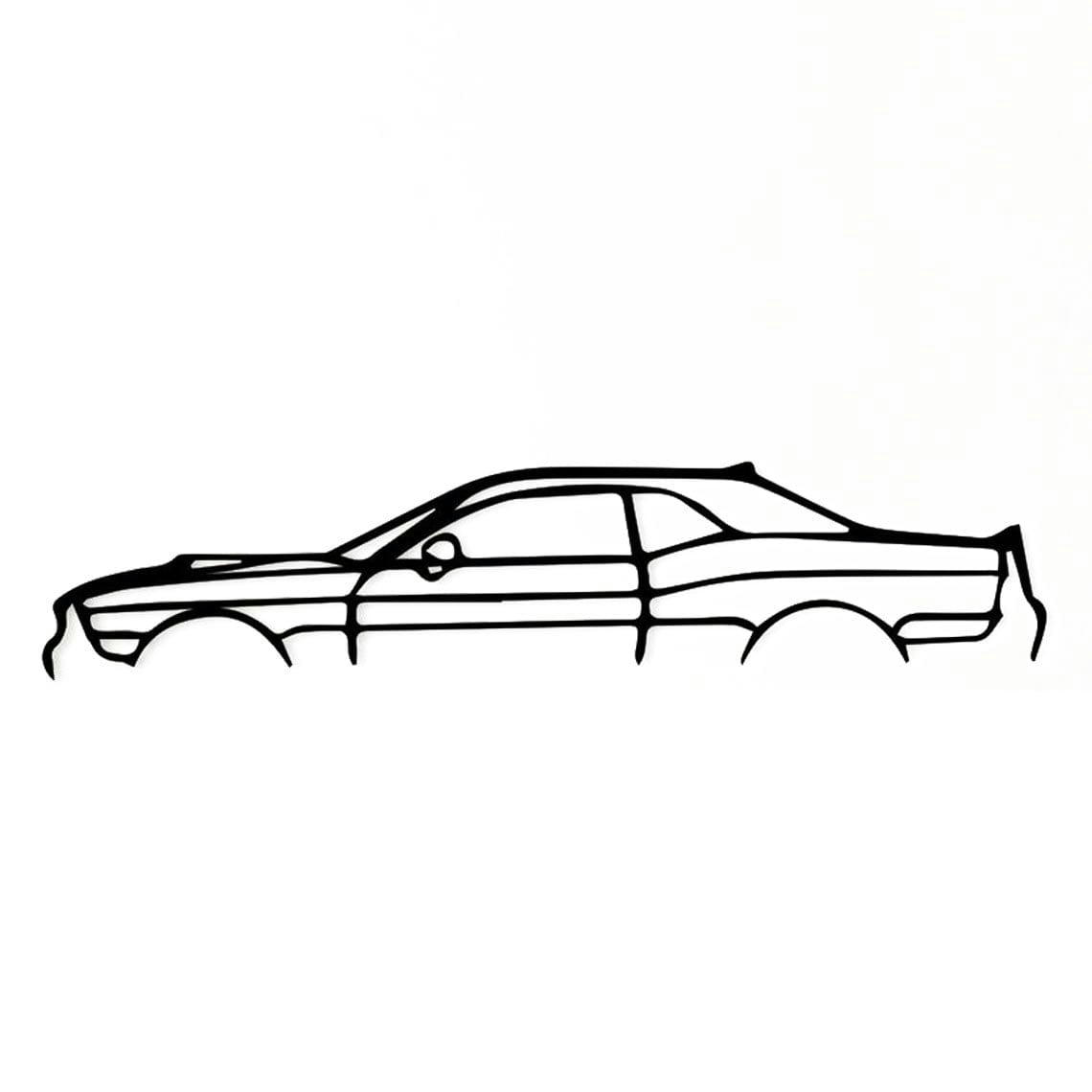 VOITURE - Décoration murale voiture dodge challenger en métal noir 100x21 cm