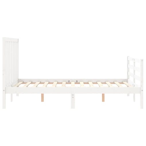NNEVL Bed Frame with Headboard White 137x187 cm Double Solid Wood