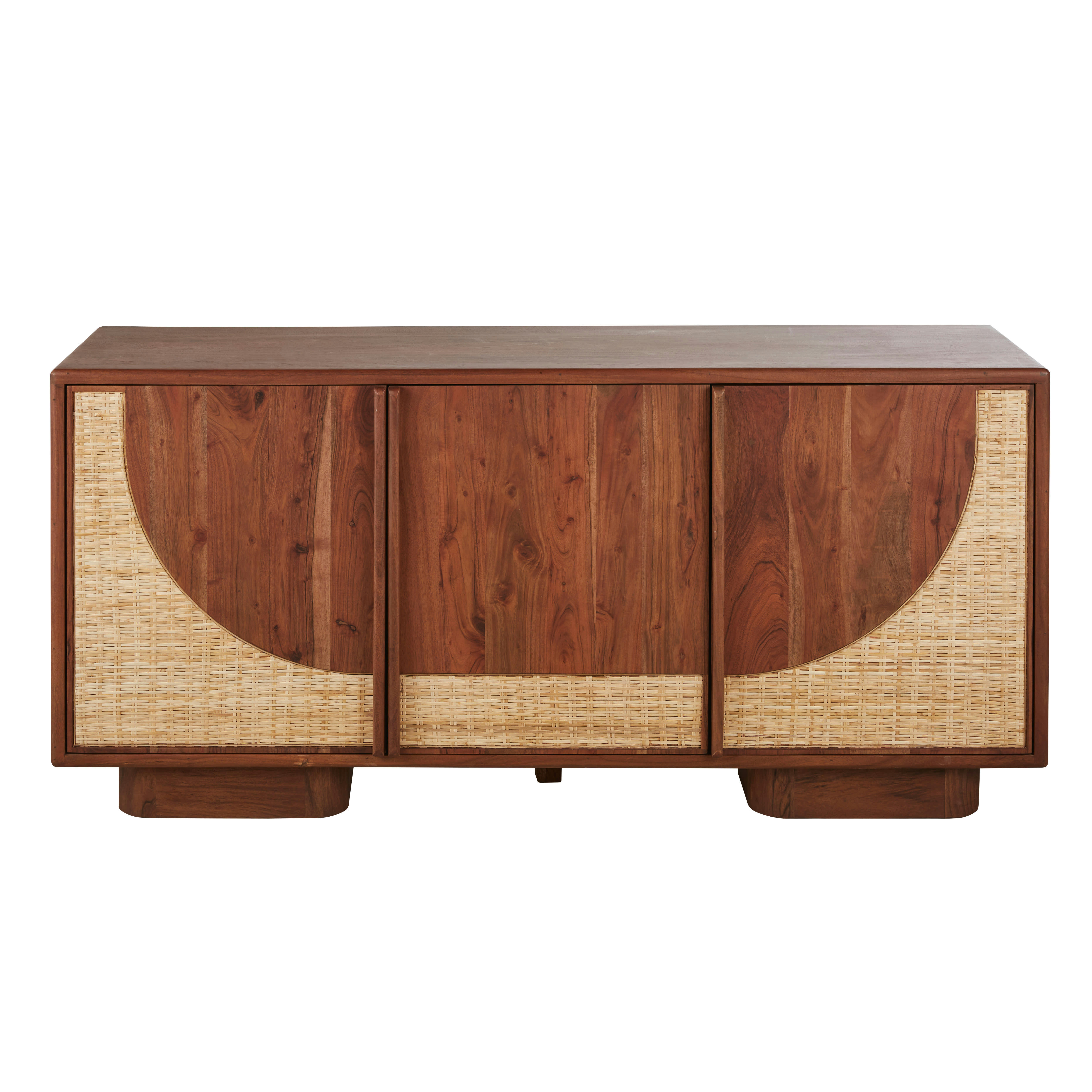 Alya - Buffet vintage 3 portes et rotin tressé