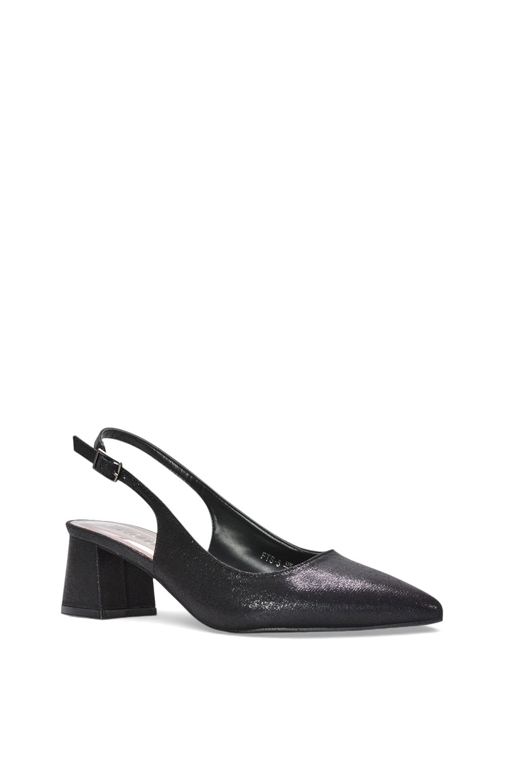 XY London Virelai' Shimmer Low Block Heels With Slingback