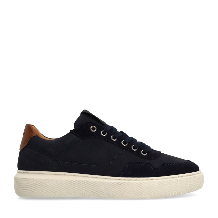 Manfield Donkerblauwe nubuck sneakers