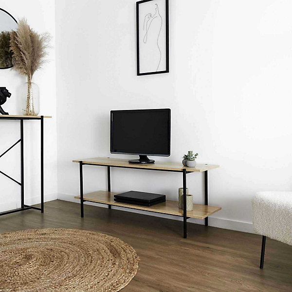 Meuble TV en bois Loka - Noir, Marron