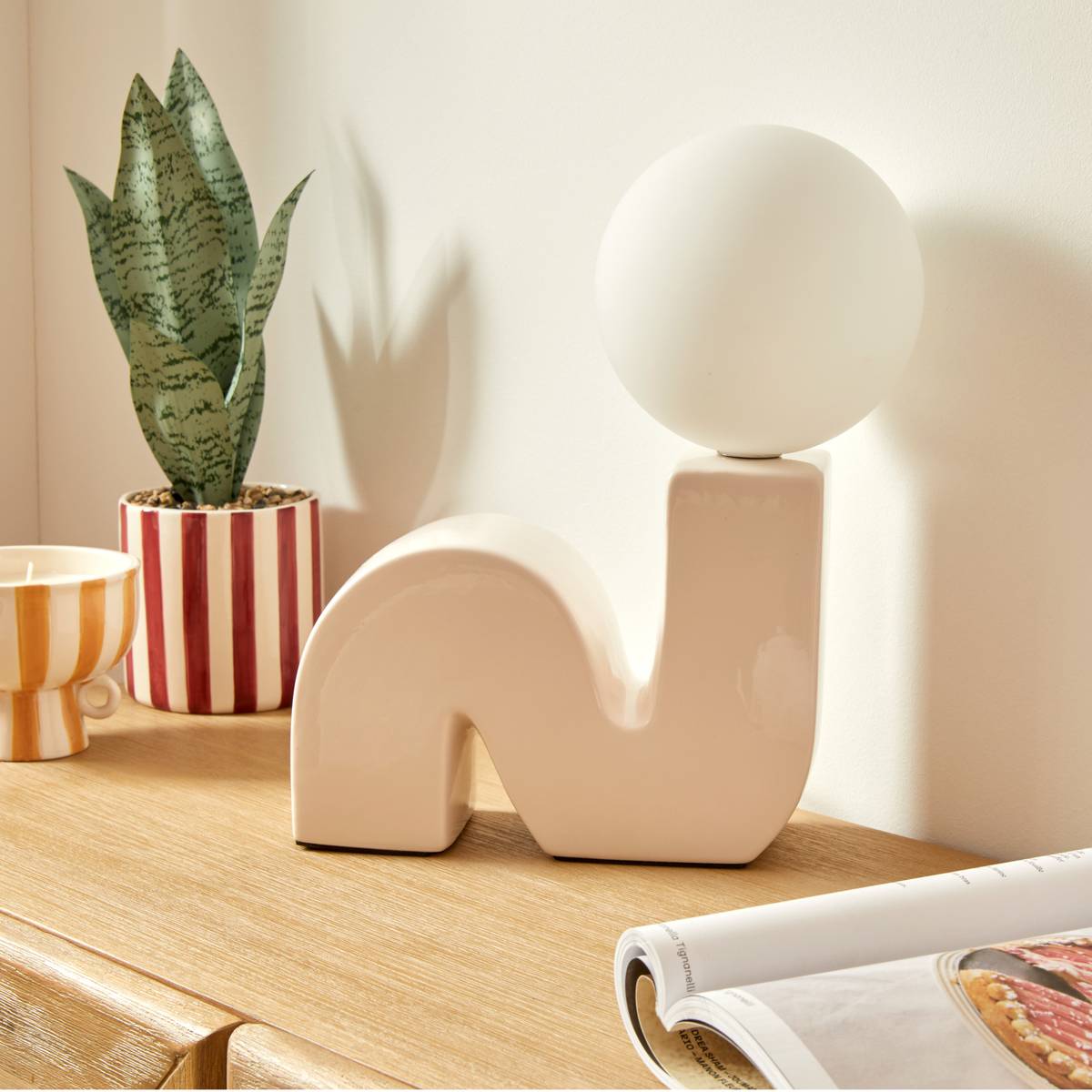 Table Lamp Sector "Sibil" Beige, H.33.5 cm