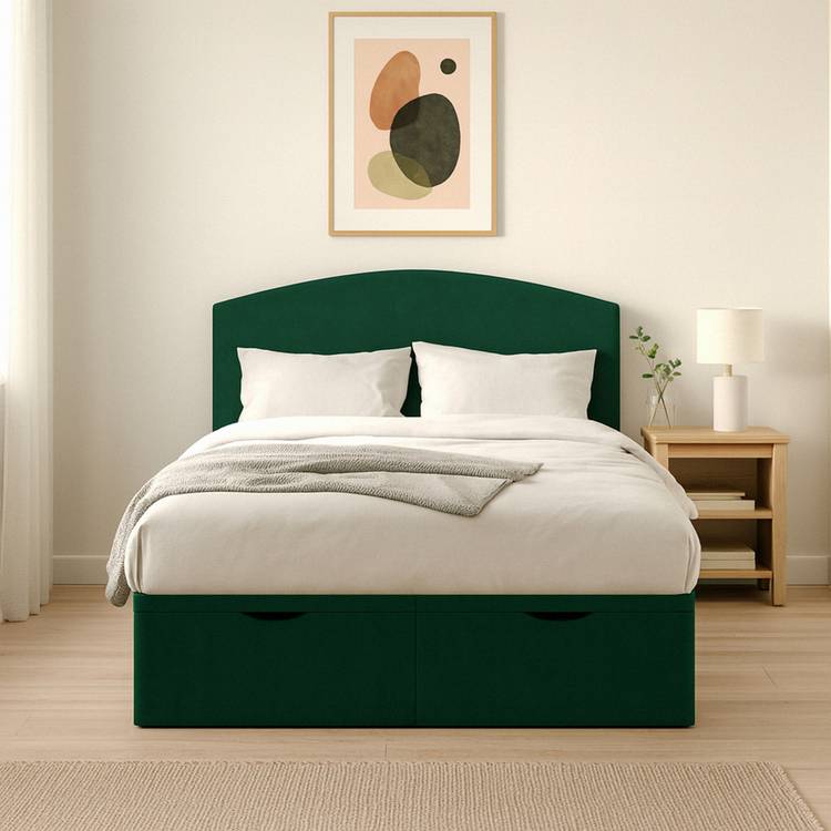Millbrook Archer Double Fabric End Lift Ottoman Bed - Green