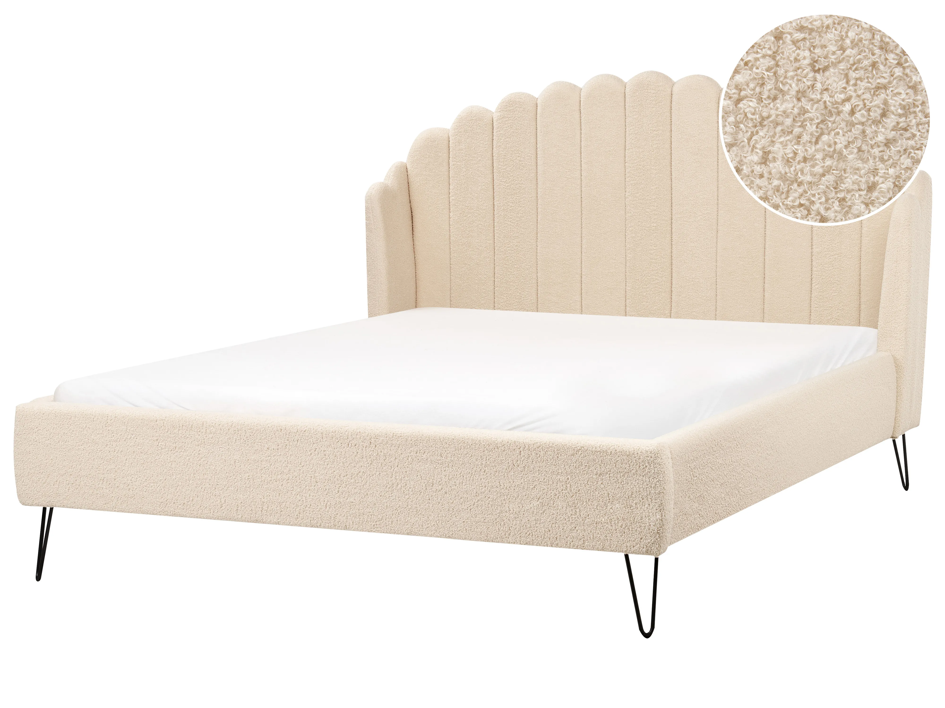 Bed Boucle AMBILLOU 140 x 200 cm (EU Double) Beige