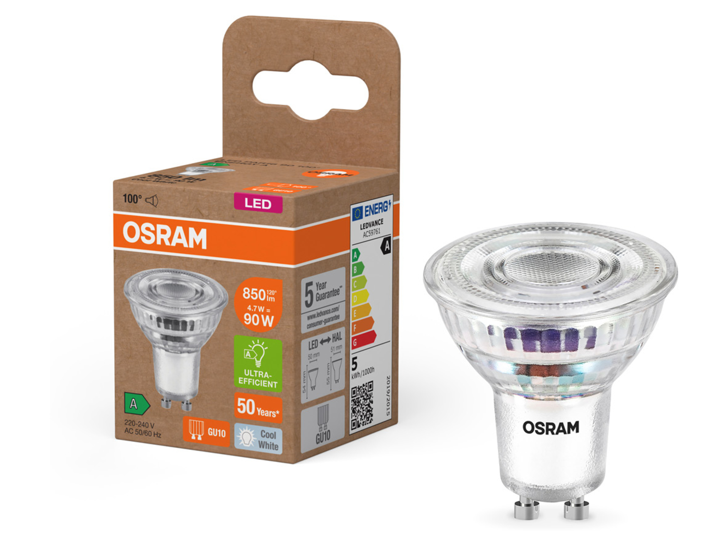 Żarówka LED GU10 4,7W z neutralną barwą światła